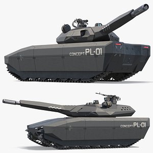 PL-01 Armored Stealth Combat Vehicle Rigged model