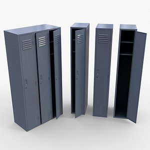 3D PBR School Gym Locker 03 - Grey
