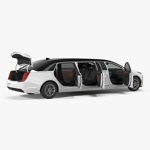 3D cadillac door limousine rigged model