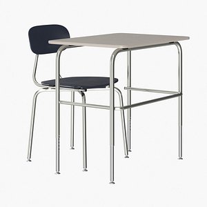 realistic school desk chair 3D model