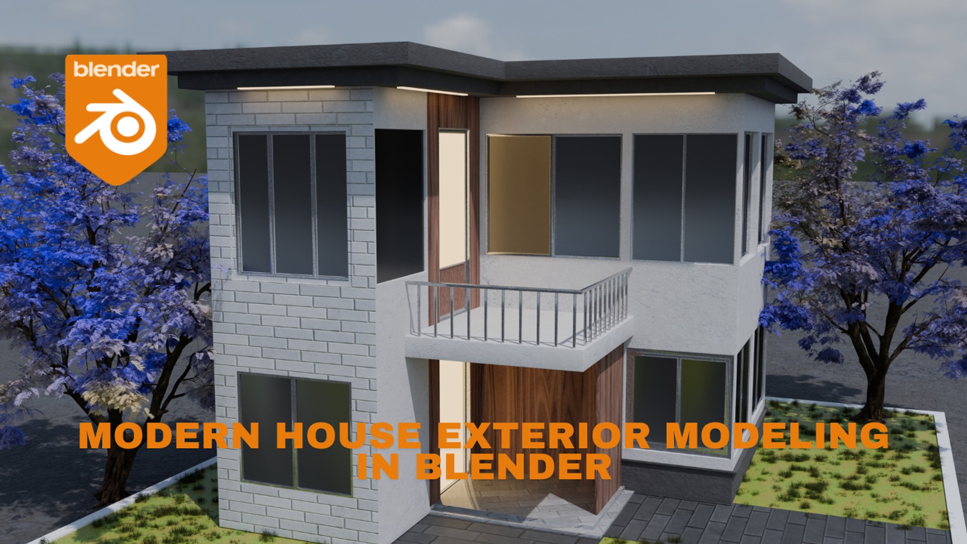 3D Modern Two Story House Exterior Realistic Architectural Building ...