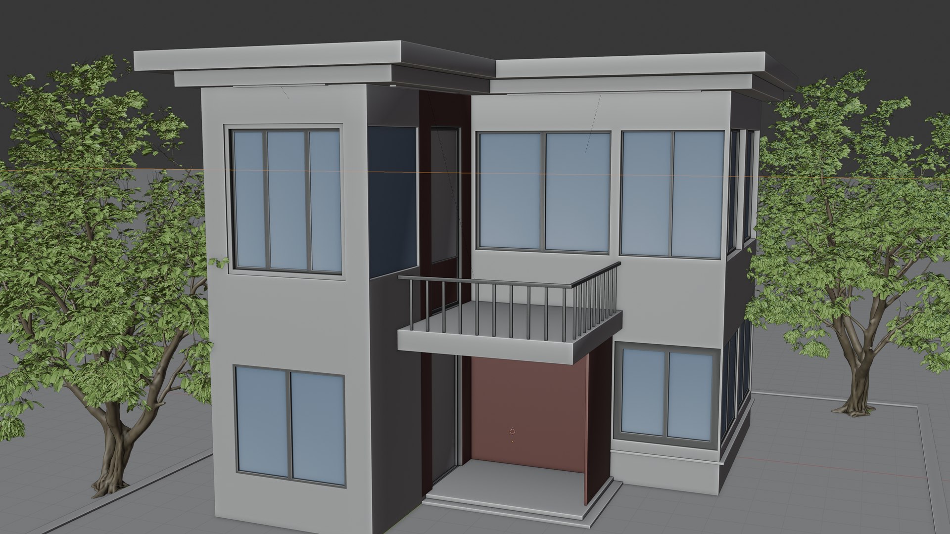3D Modern Two Story House Exterior Realistic Architectural Building ...