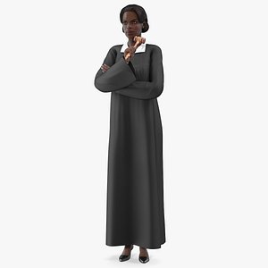 Dark Skin Judge Woman Standing Pose