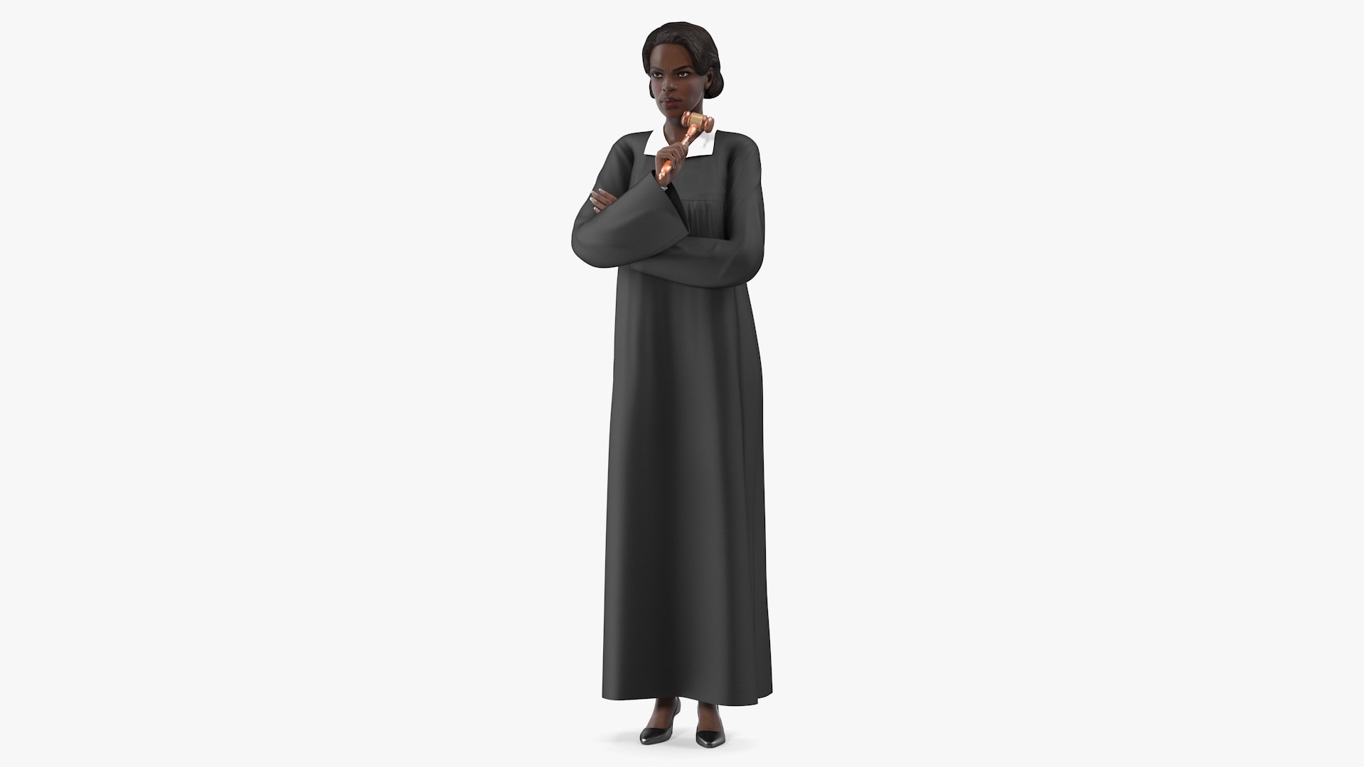 Dark Skin Judge Woman Standing Pose 3D model preview
