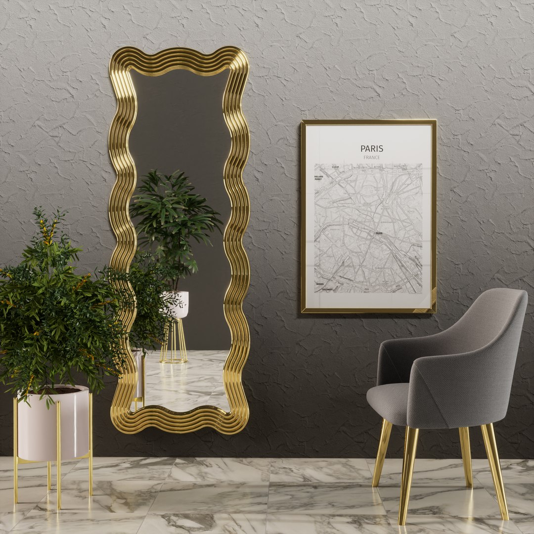 modelo 3d Wavy design Mirror - TurboSquid 1935326