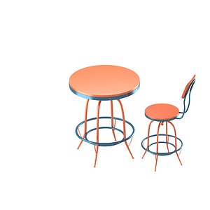bar chair table set 3d model