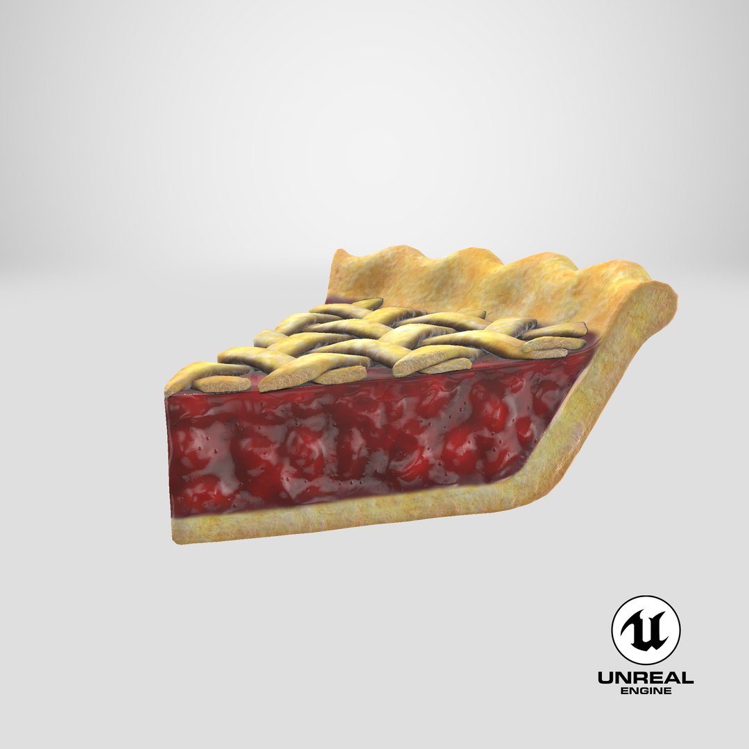 Cherry Pie Slice 3D model https://p.turbosquid.com/ts-thumb/rB/YDgRsH/m1/stemcell_unreal_render/png/1680027639/1920x1080/fit_q87/814039de27b432bcef8e7430c119b7c7a7e6fe09/stemcell_unreal_render.jpg