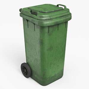 Wheeled Garbage Bin Green Dirty
