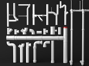3D PVC Sewer Drainage Pipe Fittings Asset Pack