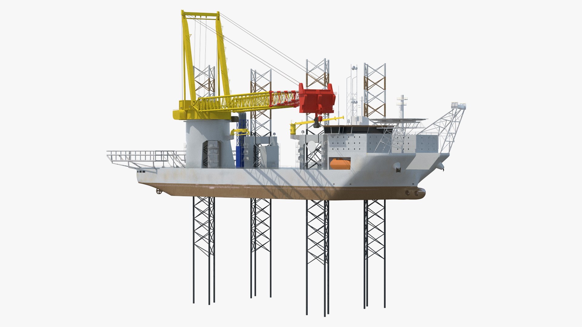 Self-Lifting Floating Construction Vessel 3D model preview