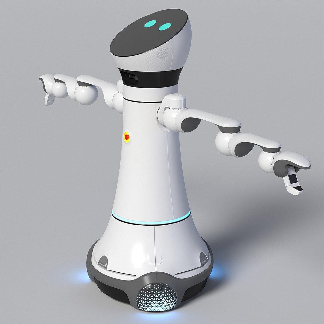Careobot 4 Service Robot Rigged for Cinema 4D 3D model preview