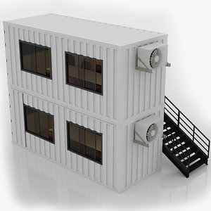 3D Container Construction Site Cabin 2