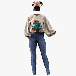 female christmas outfit with texture and smart material model