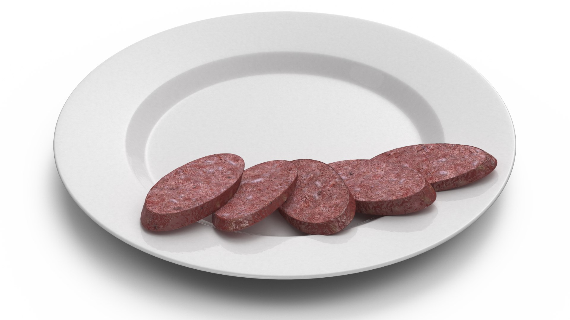 Smoked Sausage on Plate 3D model preview