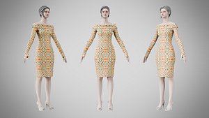 Dress 11 Retro Geometric Abstract 3D model