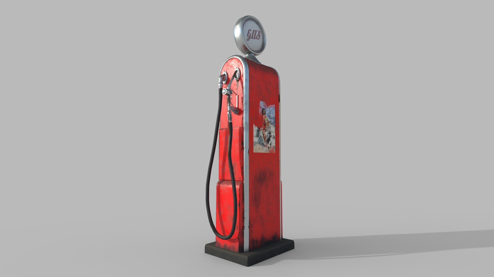 3D Old retro gas station - gas station low poly Low-poly 3D model model ...