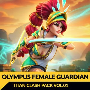 Stylized Female Character 3D Model Rigged Animated Fantasy Warrior model