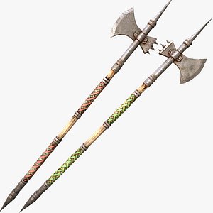 Medieval Weapons Halberd Polearm Axe Weaponry Weapon model