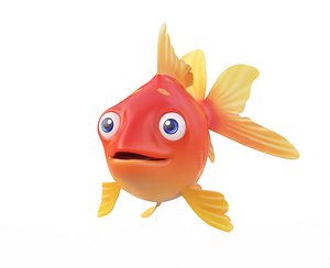 Common gold fish animated low poly toon