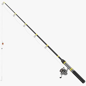 Old-fashioned fishing rod | 3D model