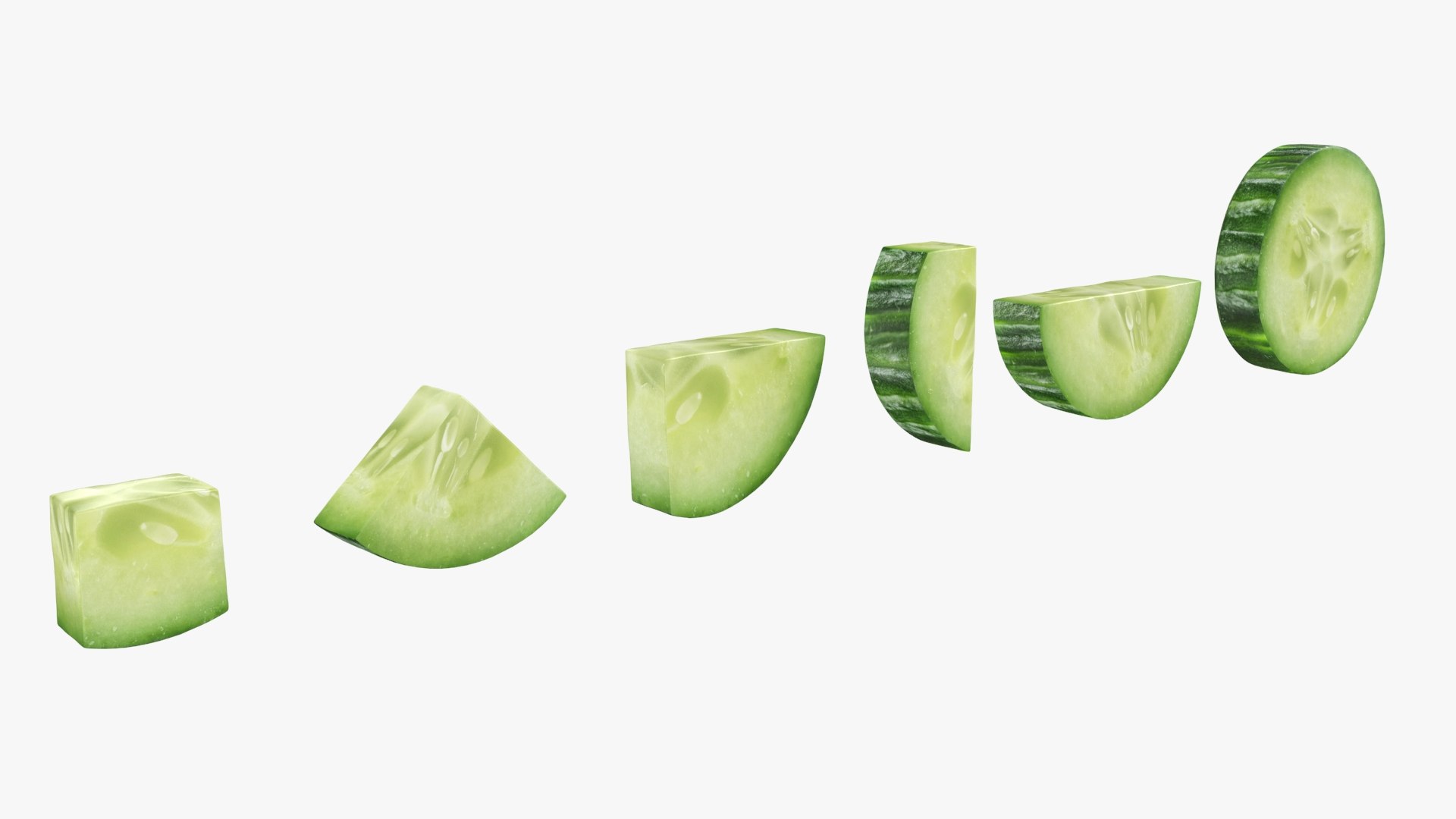 3D Model Cucumber Cut - TurboSquid 2387542