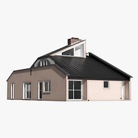 Minimalist House with Brick Chimney Beige Simplified