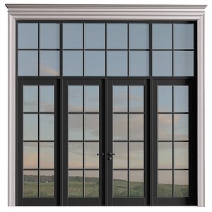 Modern Classic French Entrance Patio Doors 3D model
