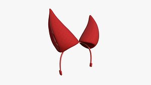3D model Furry Ears Tiara H10 Red - Headband Character Design