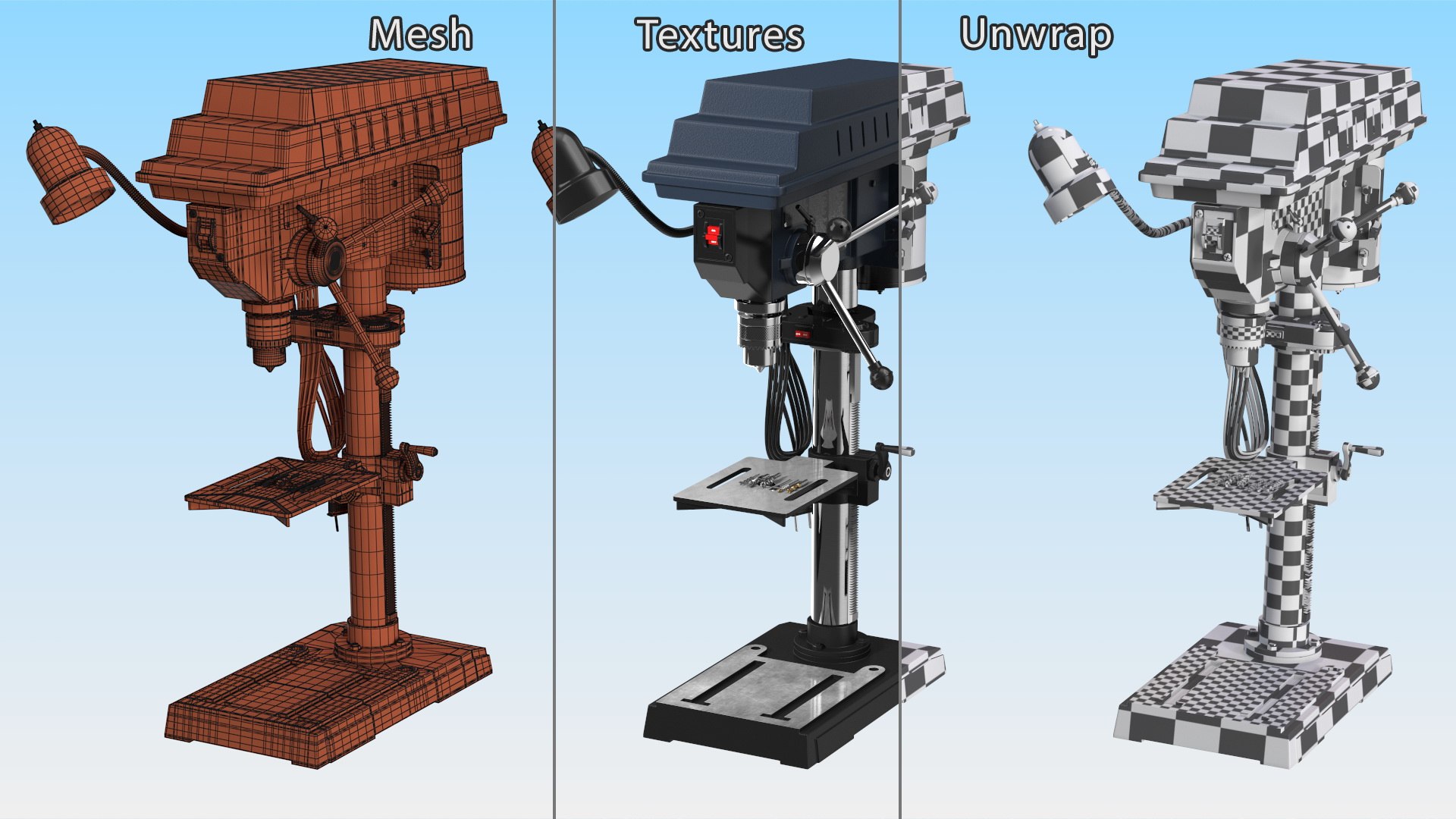 Bench Drill Press With Drill Bits 3D - TurboSquid 2202982