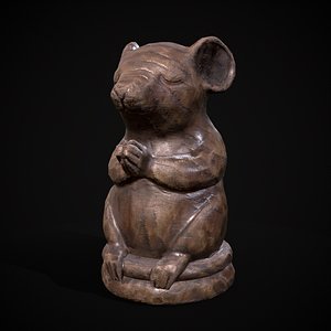 Wooden Praying Mouse Toy 3D model