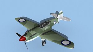 Curtiss P-40F Tomahawk V13 RNZAF 3D model