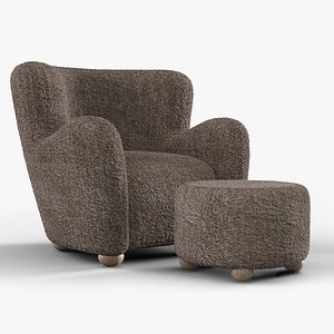 Le Tuco Grande Shearling Accent Chair and Ottoman 3D model