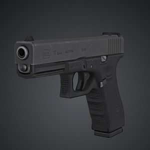 Low-Poly Semi-Auto Pistol 9mm 3D Model