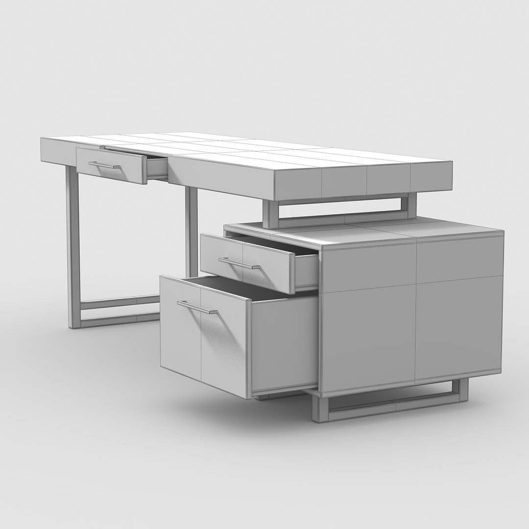 3d model desk cherry wood