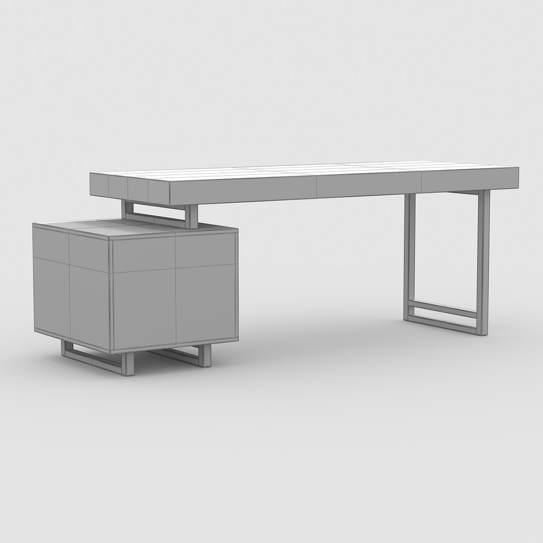 3d model desk cherry wood