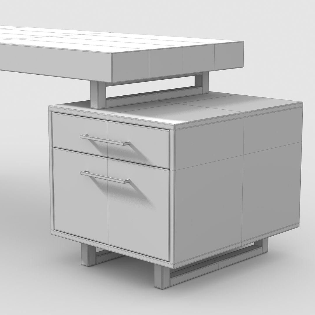3d model desk cherry wood