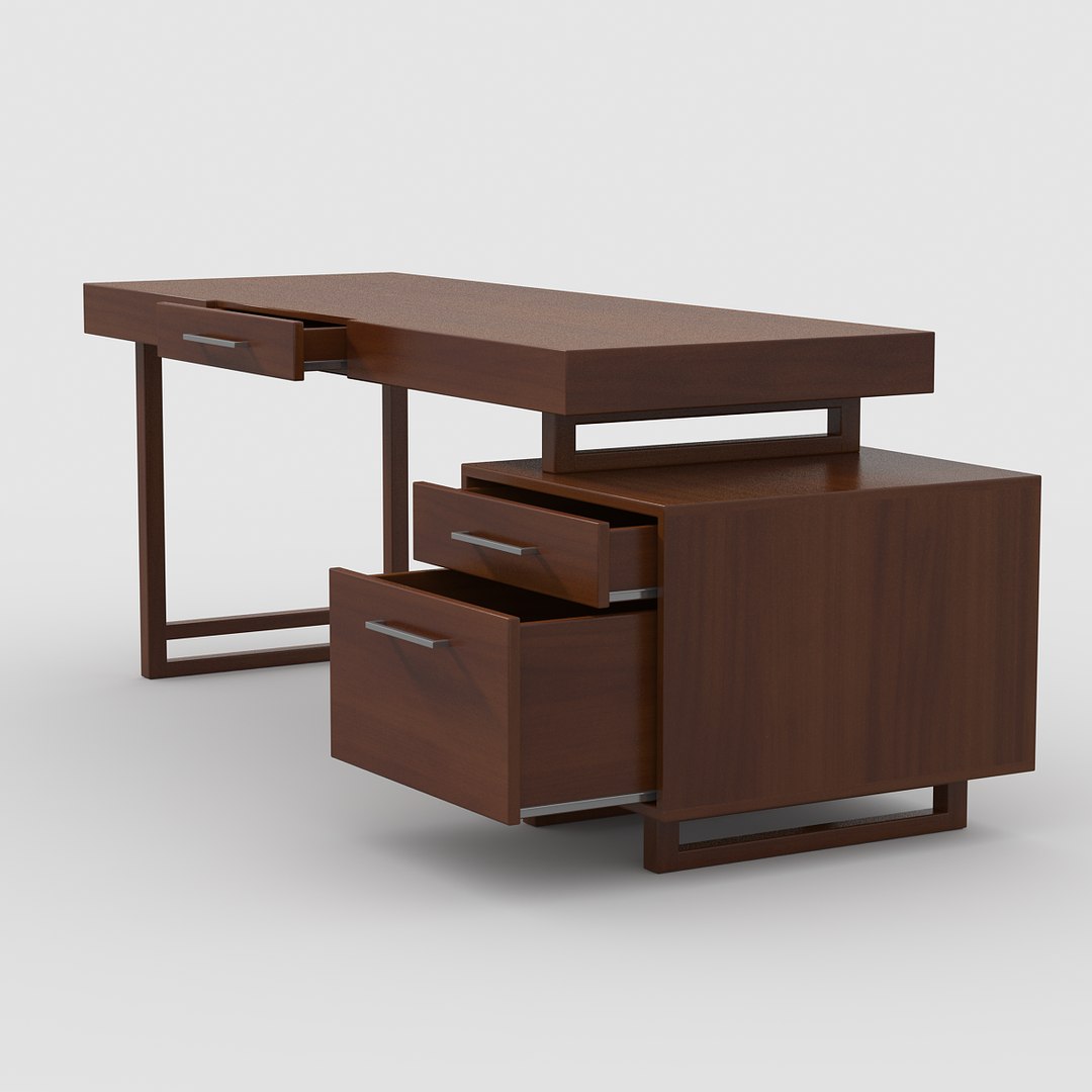 3d model desk cherry wood