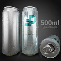 Regular 500ml Beverage Can Open and Closed Tabs with Droplets
