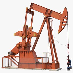 Oil Well Pump Jack Rigged 3D model
