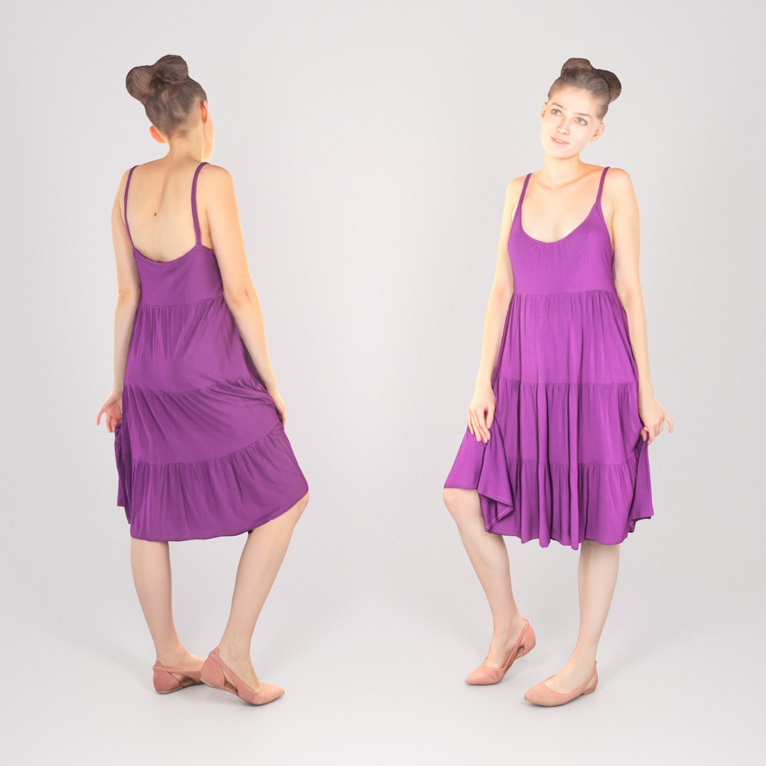 3D young woman dressed purple - TurboSquid 1542157