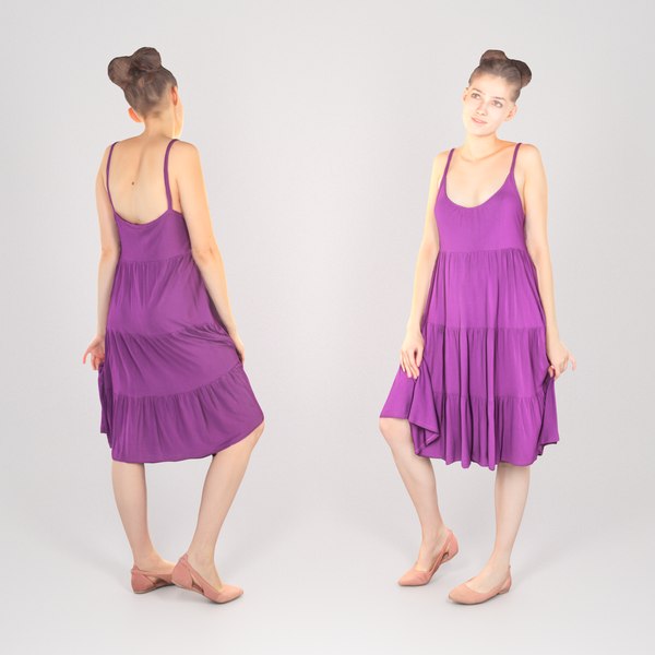 3D young woman dressed purple