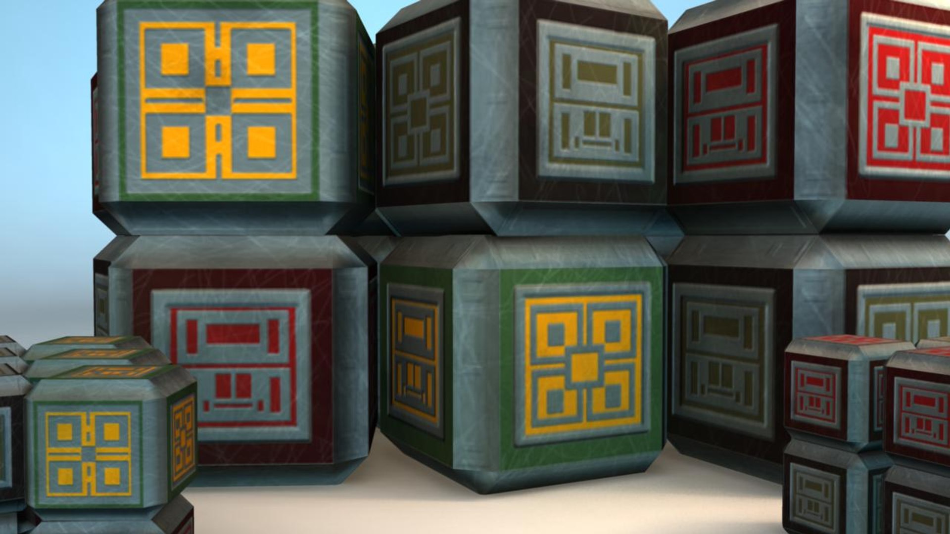 3d model science fiction crates