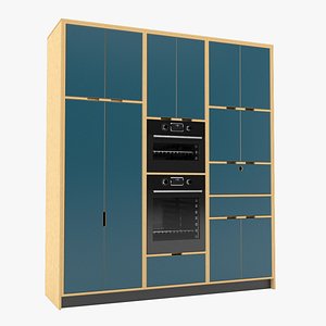 3D Plywood Kitchen Cupboard 04 Color model
