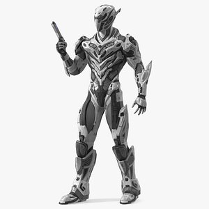 Combat Sci-fi Armored Robot with Gun 3D model