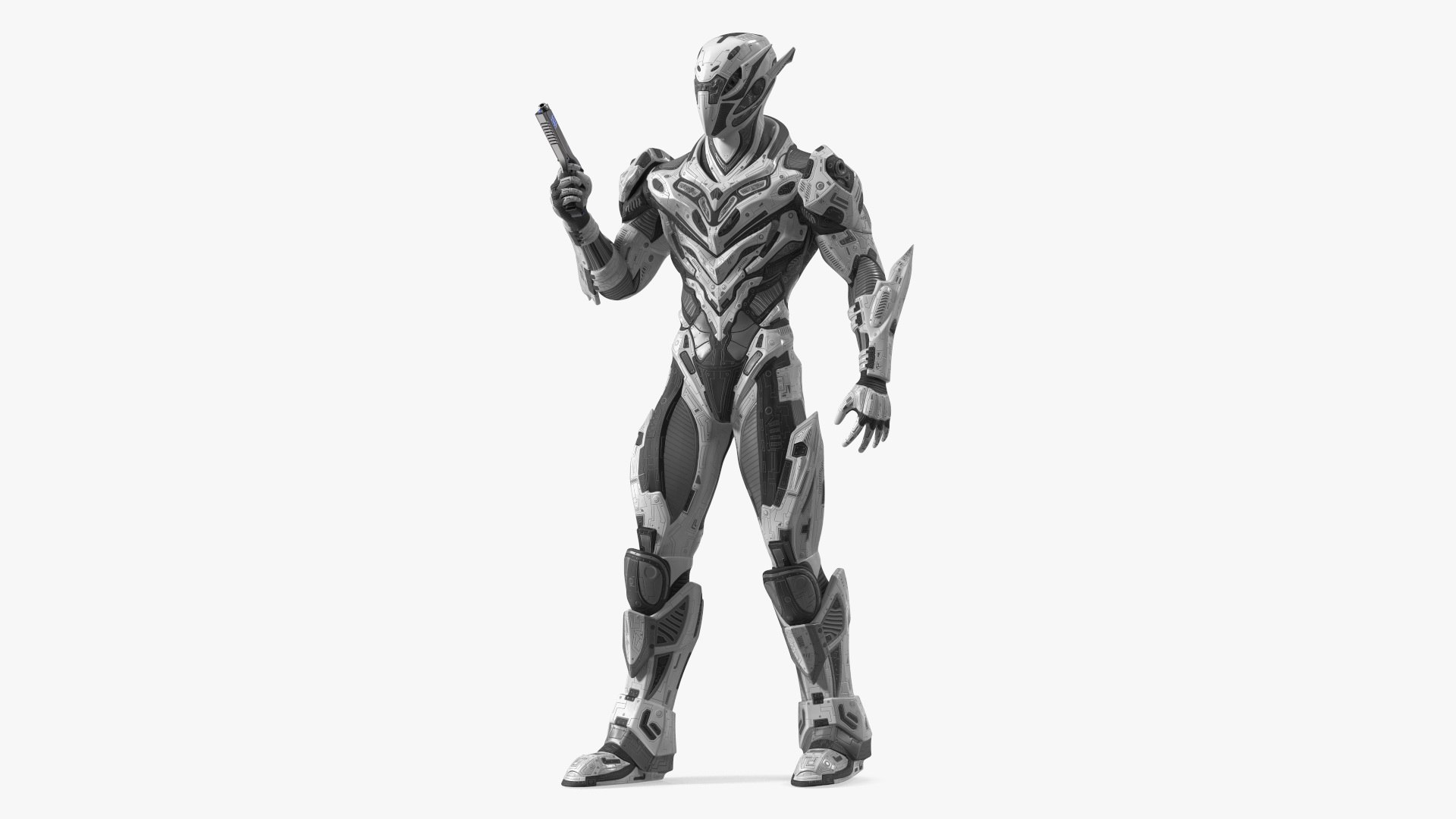 Combat Sci-fi Armored Robot with Gun