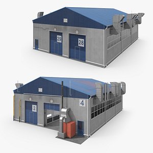 Industrial Workshop Building UralSpetsTrans with Interior 3D model