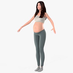 3D Asian Pregnant Woman A Pose model