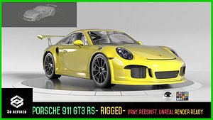 3D porsche 911 GT3 RS-Rigged and textured-unreal-vray-redshift
