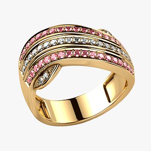Three Lines Beautiful Gold Ring model