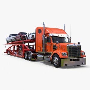 Freightliner Truck with Car Carried Loaded Vehicles 3D model